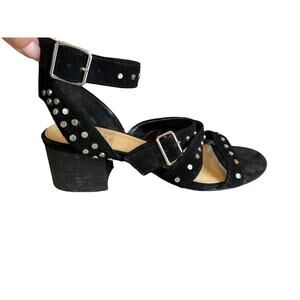 Vince Camuto Braylee Suede Studded Heeled Sandals Black 6.5